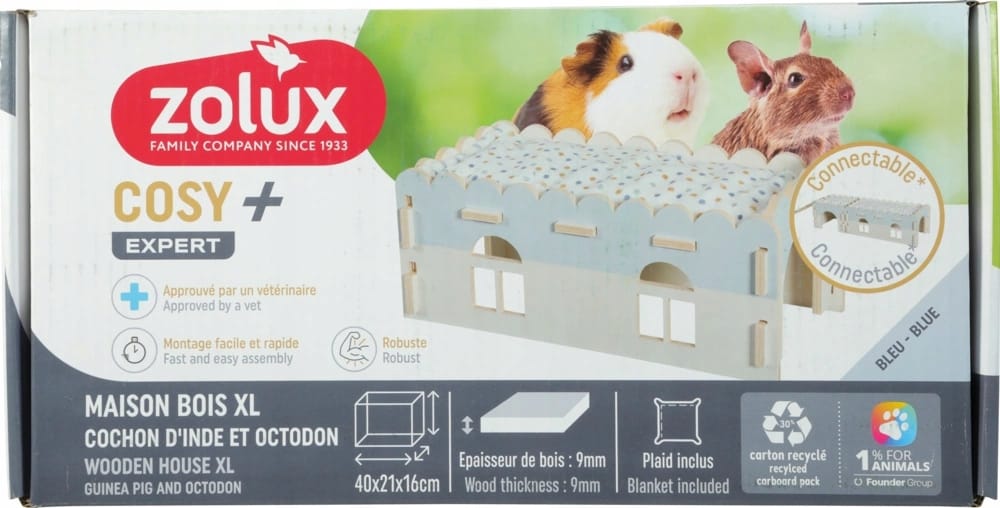 ZOLUX COSY XL Holzhaus für Meerschweinchen und Rennmäuse 21 × 40 × 16 cm – Bild 10