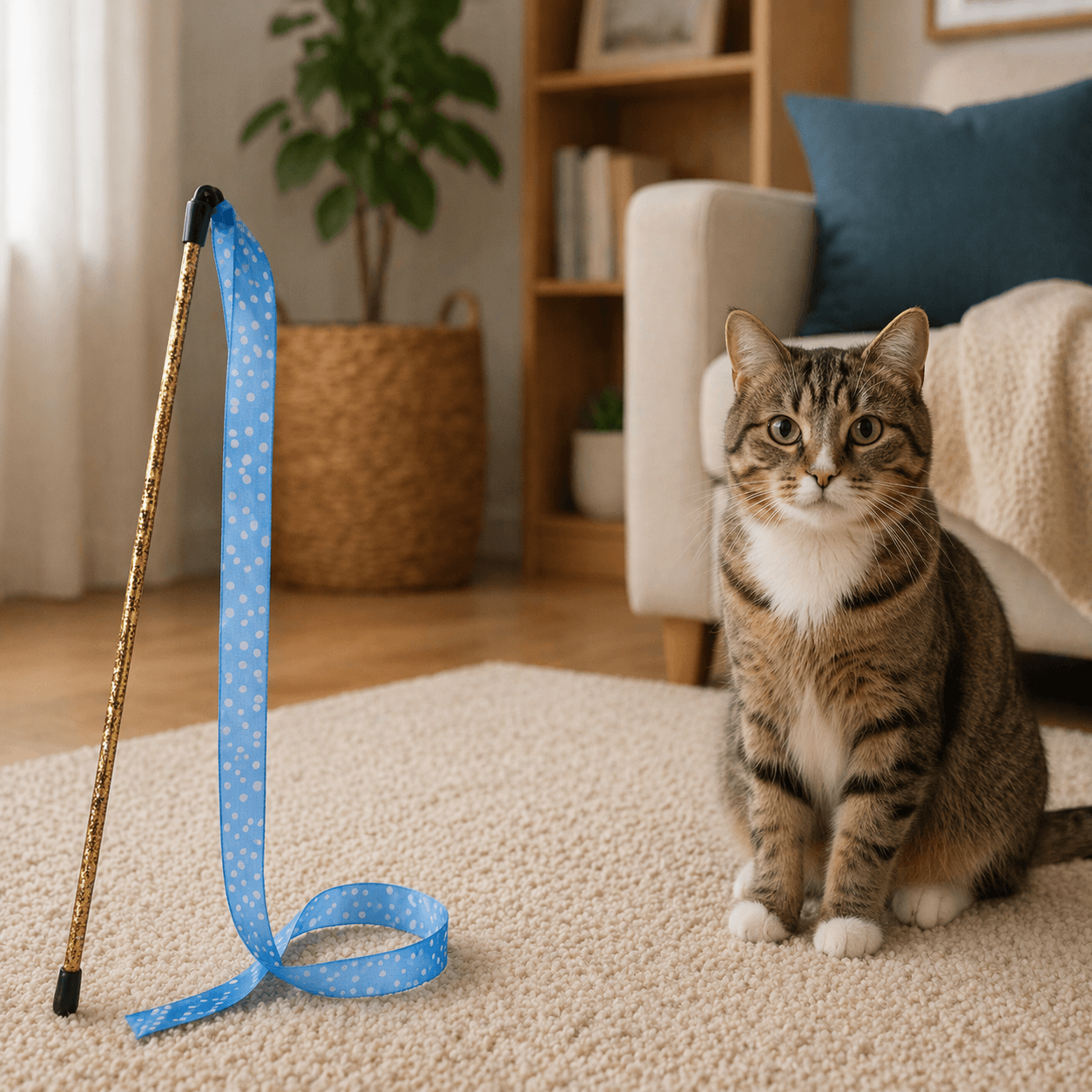 ZOLUX DOTIE Katzenspielangel mit Bändern, blau, 80 cm – Bild 5