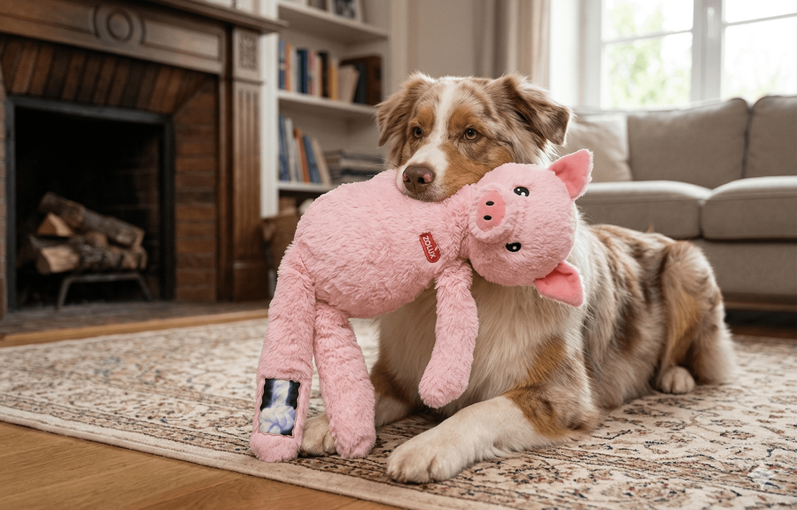 ZOLUX FURRY FARM Plüsch-Hundespielzeug, Schwein Jason, 60 cm – Bild 6