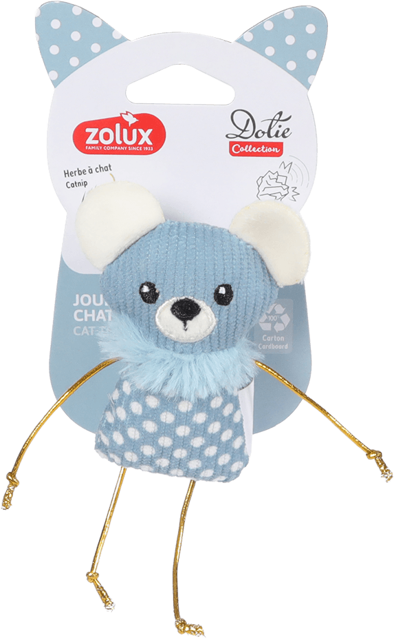 ZOLUX DOTIE Katzenspielzeug-Maus, blau, 10 cm – Bild 1