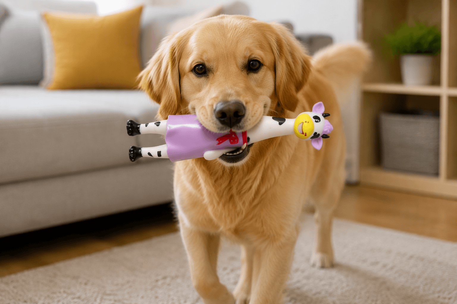 ZOLUX KARTOON Hundespielzeug Kuh mit Quietscher 32 cm – Bild 7