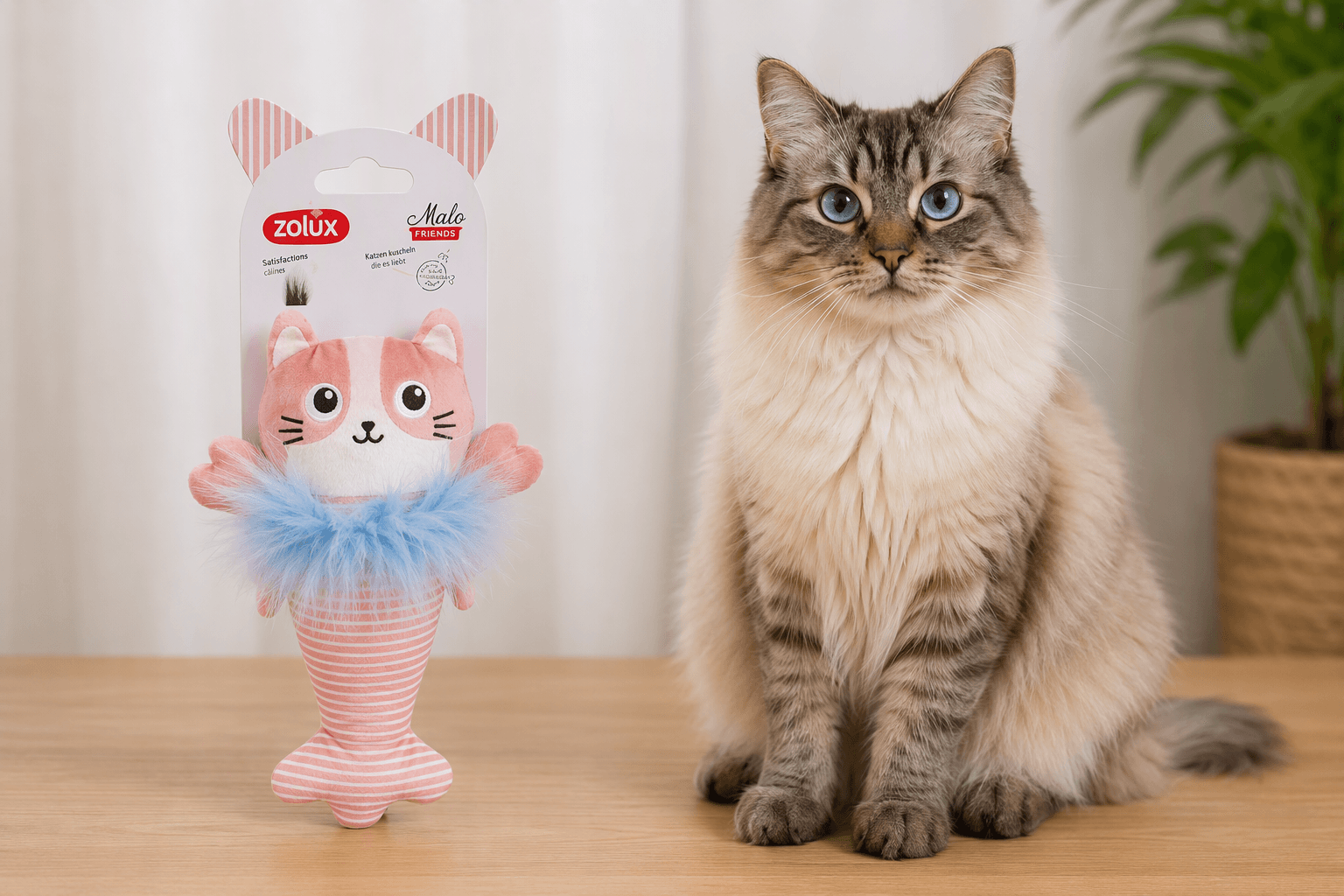 ZOLUX MALO Plüsch-Katzenspielzeug, Katze mit Hummer, rosa – Bild 9