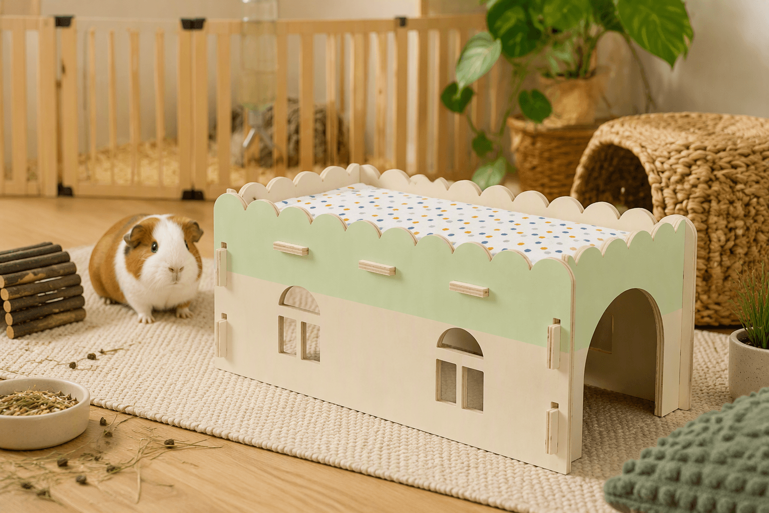 ZOLUX COSY XL Holzhaus für Kaninchen, Meerschweinchen und Rennmäuse 25 × 45 × 20 cm – Bild 12