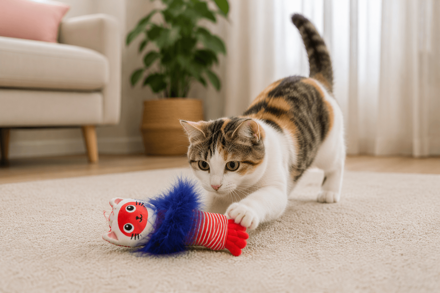 ZOLUX MALO Plüsch-Katzenspielzeug, Katze mit Languste, rot – Bild 8