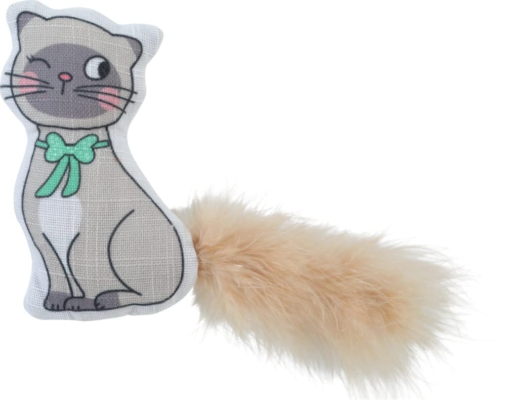 ZOLUX CHATOUILLE Katzenspielzeug, Katze mit Fliege, Federn und Katzenminze, 7,5 cm – Bild 2