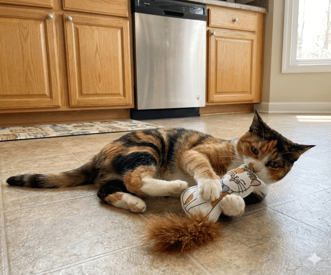 ZOLUX CHATOUILLE Katzenspielzeug, Katze mit Feder und Katzenminze, 13 cm – Bild 6