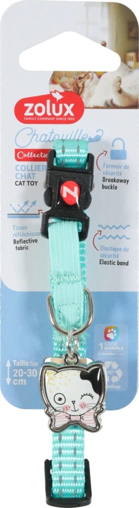 ZOLUX CHATOUILLE Katzenhalsband mit Katzen-Anhänger, blau – Bild 1