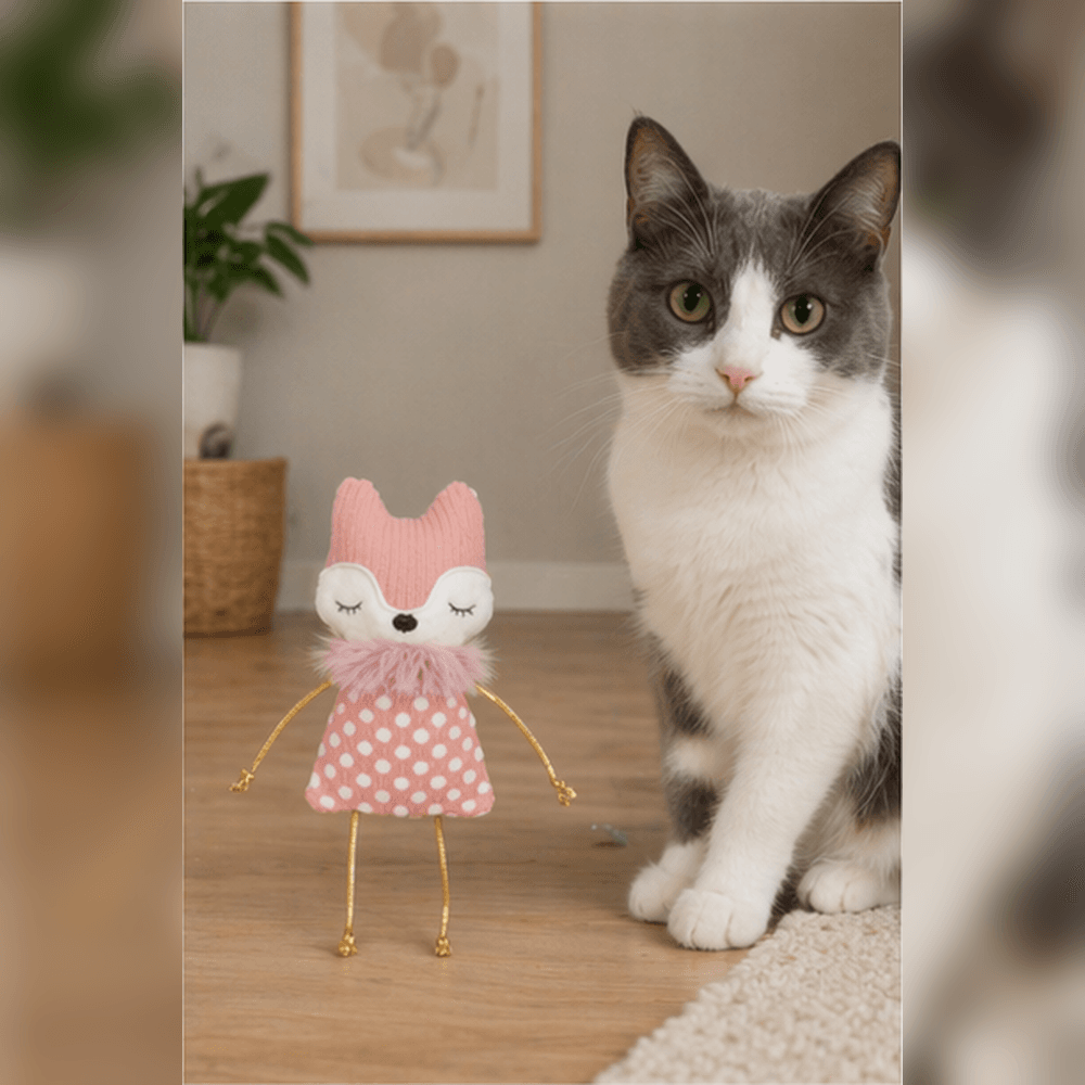 ZOLUX DOTIE Fuchs-Katzenspielzeug, rosa, 10 cm – Bild 6