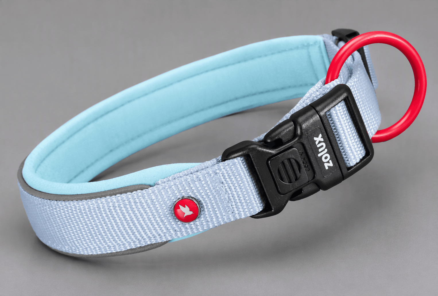 ZOLUX Premium-Nylon-Hundehalsband, Größe XL, 50–55 cm, 25 mm, hellblau – Bild 8