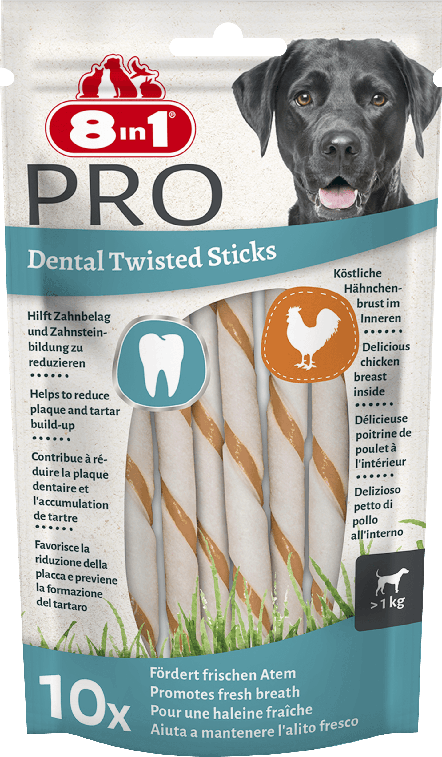 8in1 Hundesnack Zahnpflege-Sticks Delights Pro Dental 10 Stück – Bild 1