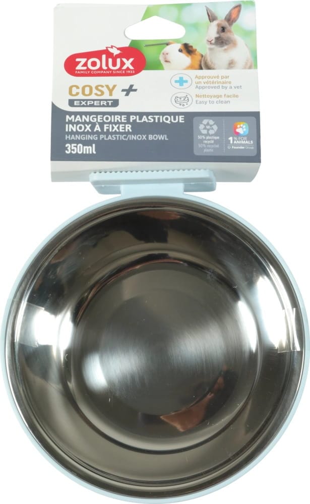 ZOLUX COSY Befestigungs-Futternapf für Kaninchen und Meerschweinchen 350 ml, blau – Bild 4