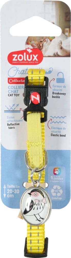 ZOLUX CHATOUILLE Katzenhalsband mit Vogel-Anhänger, gelb – Bild 1