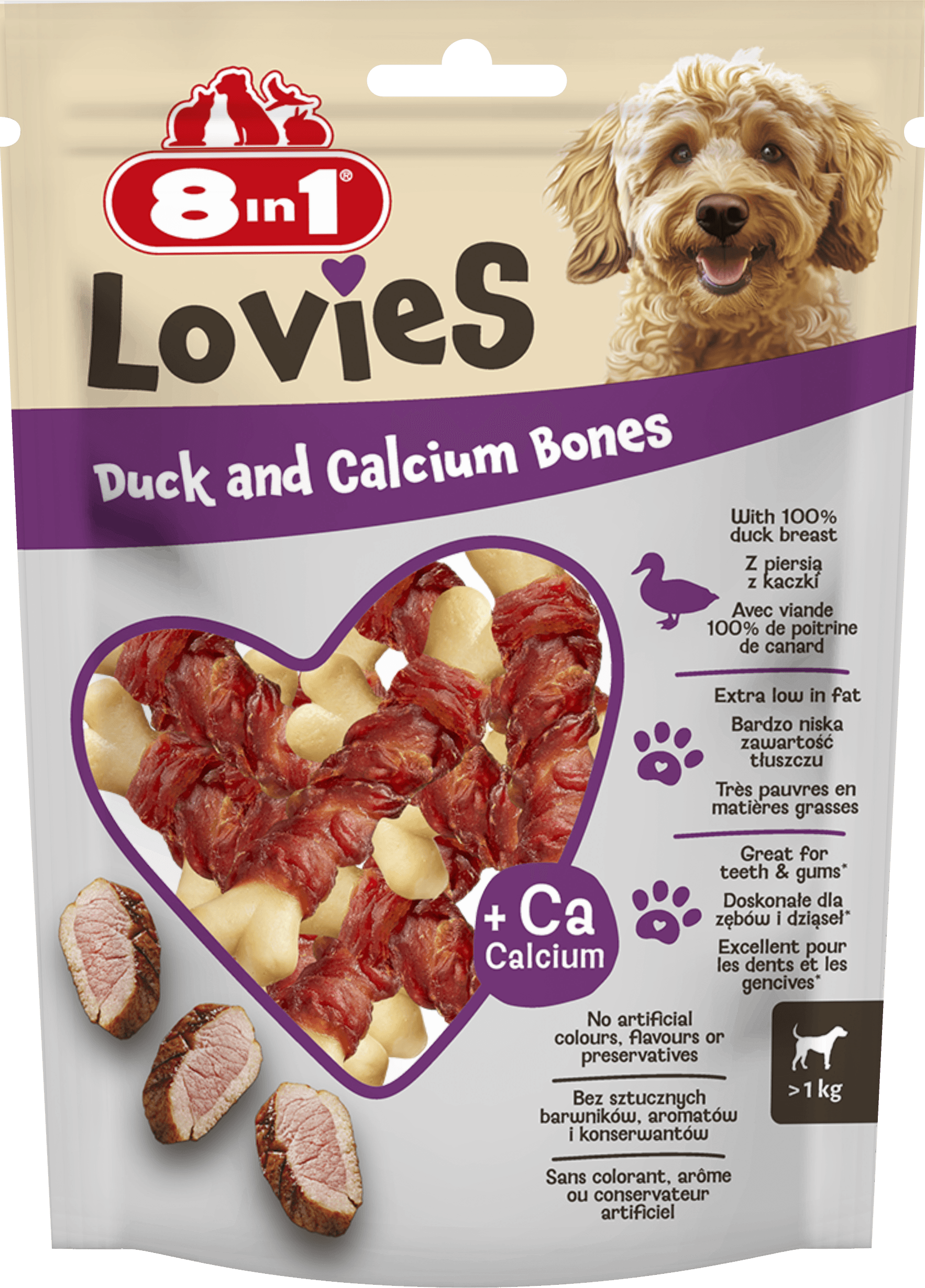 8in1 Kalziumknochen mit Ente 80g – Bild 1