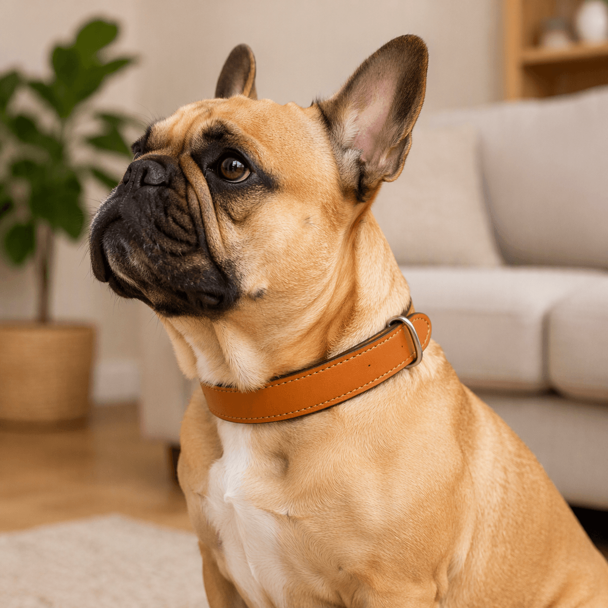 ZOLUX Verstärktes Hundehalsband aus Doppel-Leder, 35 cm, natur – Bild 7