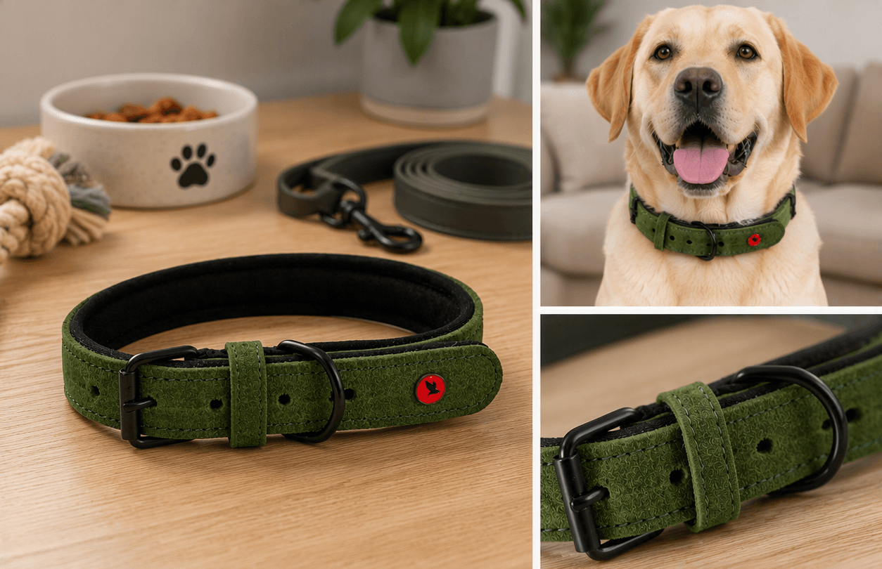 ZOLUX Komfort-Lederhalsband für Hunde, 34–44 cm, 20 mm, grün – Bild 4