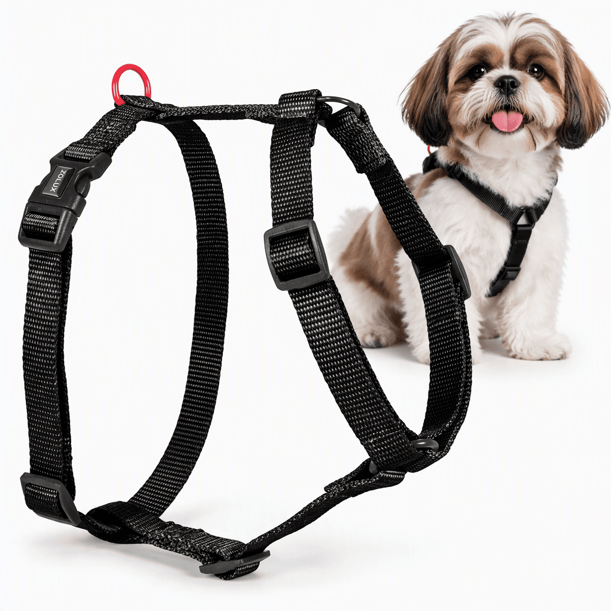 ZOLUX Klassisches Nylon-Hundegeschirr, 27–42 cm, 15 mm, schwarz – Bild 1