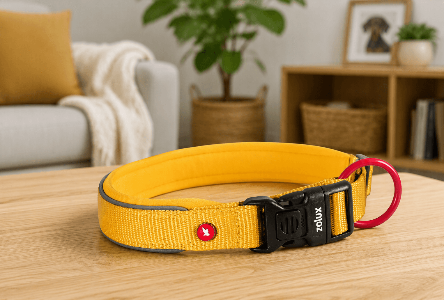 ZOLUX Premium-Nylon-Hundehalsband, Größe XS, 30–35 cm, 15 mm, gelb – Bild 3