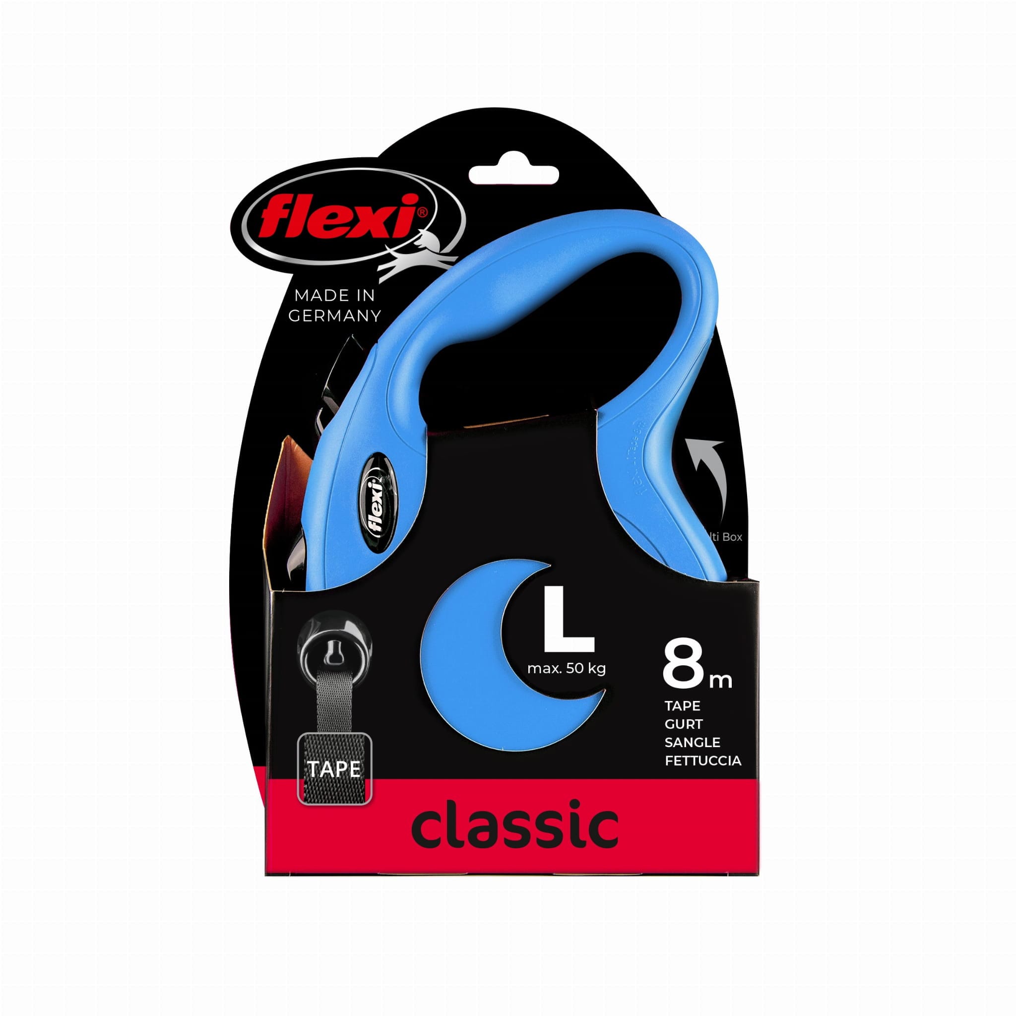 FLEXI Automatikleine für Hunde New Classic L, Gurt, 8 m, blau – Bild 2