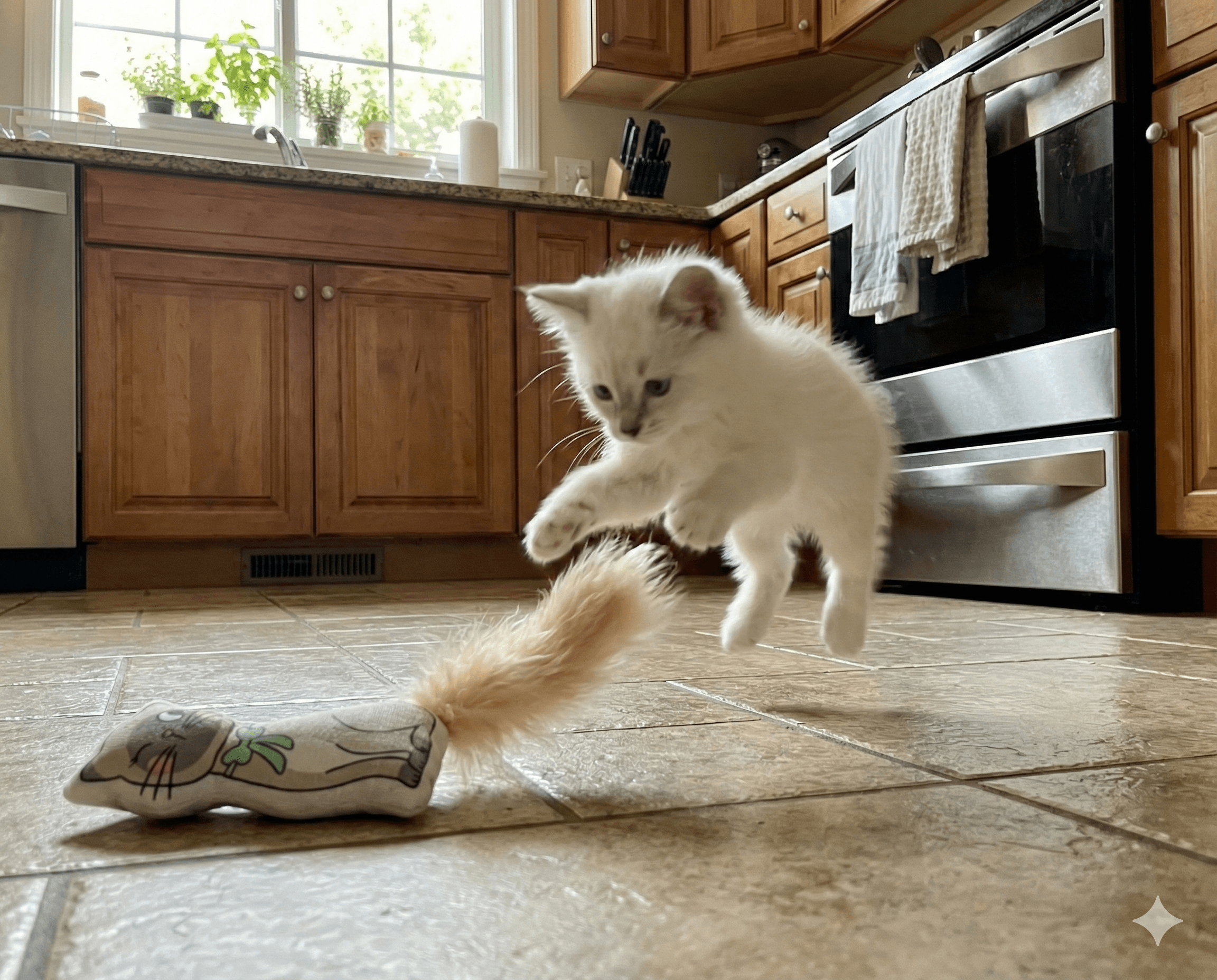 ZOLUX CHATOUILLE Katzenspielzeug, Katze mit Fliege, Federn und Katzenminze, 7,5 cm – Bild 4