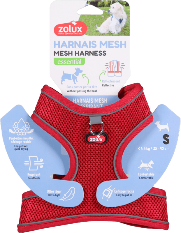 ZOLUX Atmungsaktives Mesh-Hundegeschirr, Größe S, rot – Bild 16