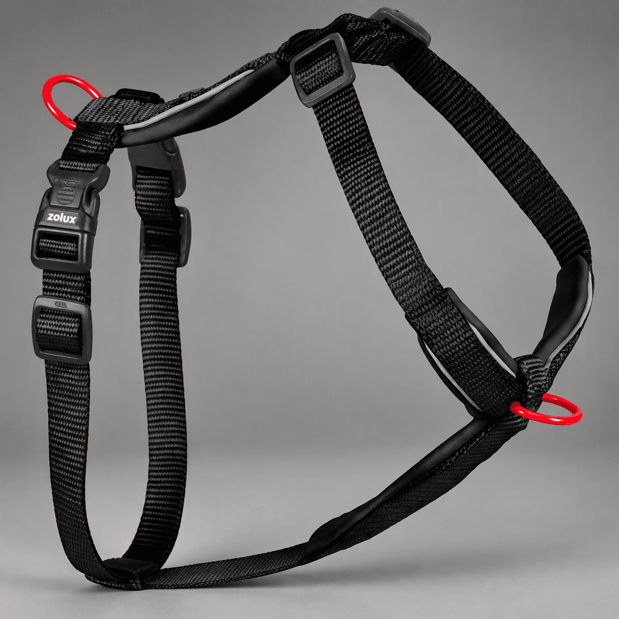 ZOLUX Premium-Nylon-Hundegeschirr, Größe L/XL, 65–97 cm, 25 mm, schwarz – Bild 7