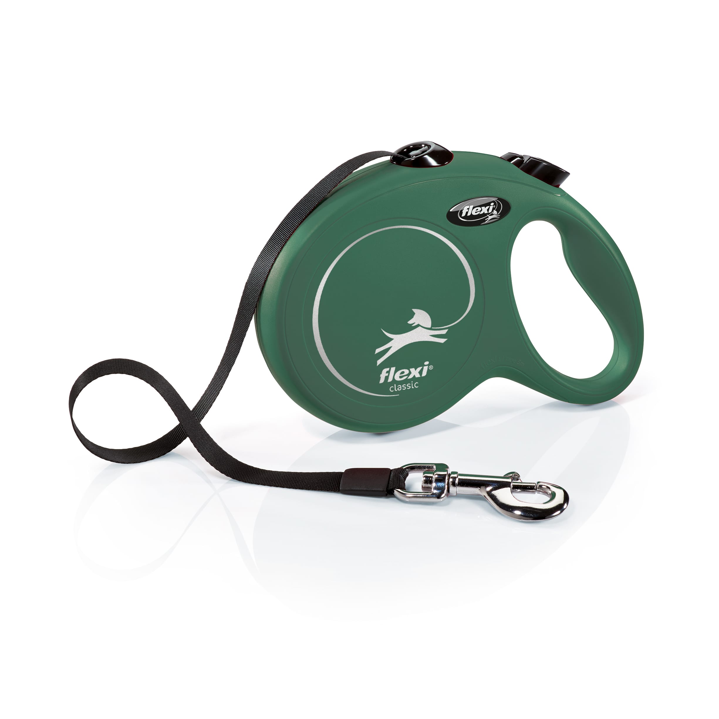 FLEXI NEW CLASSIC Automatikleine für Hunde, Band, L, 5 m, oliv – Bild 1