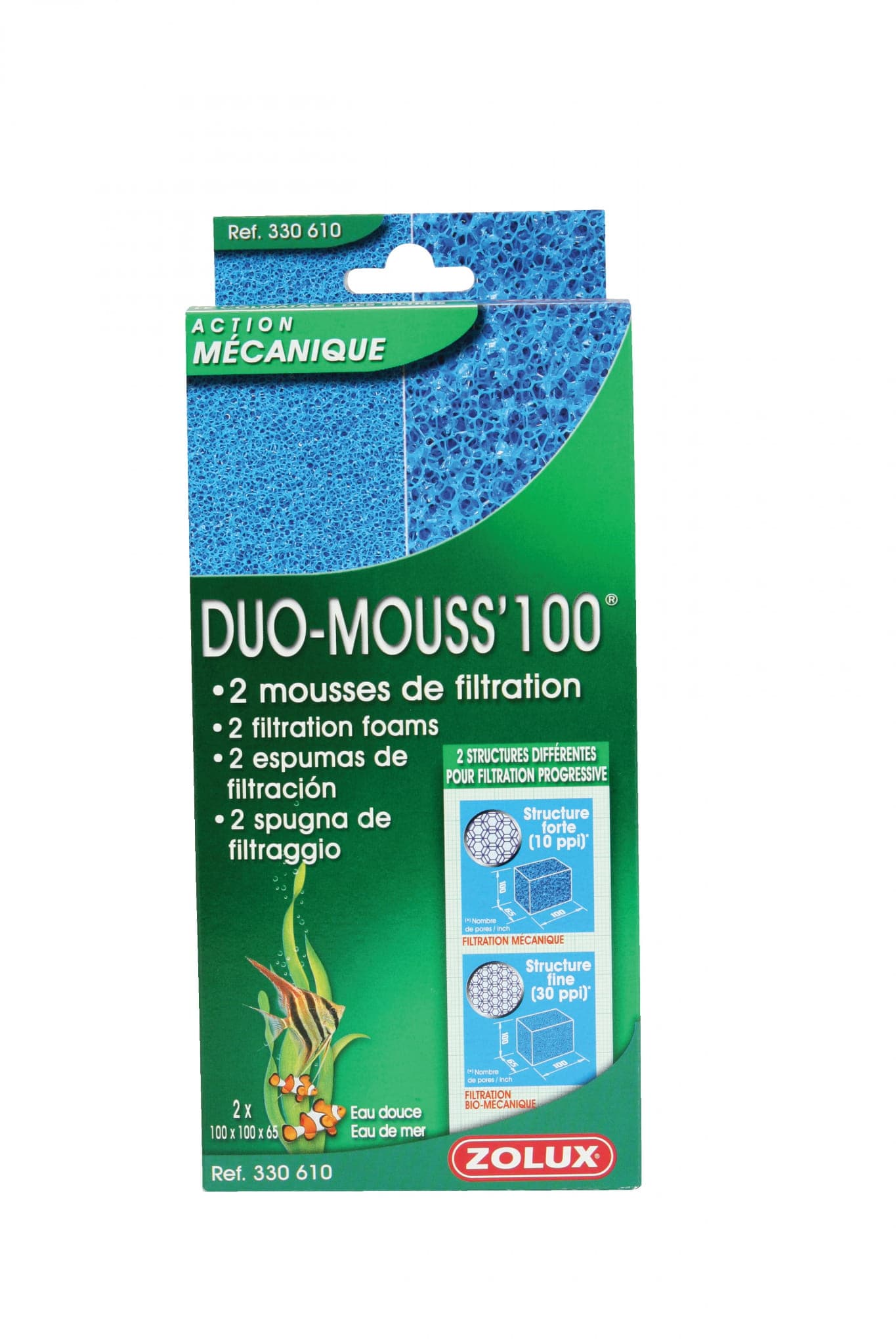 Zolux Filtereinsatz – Schwamm, 2 Stück, Duo-Mouss 100