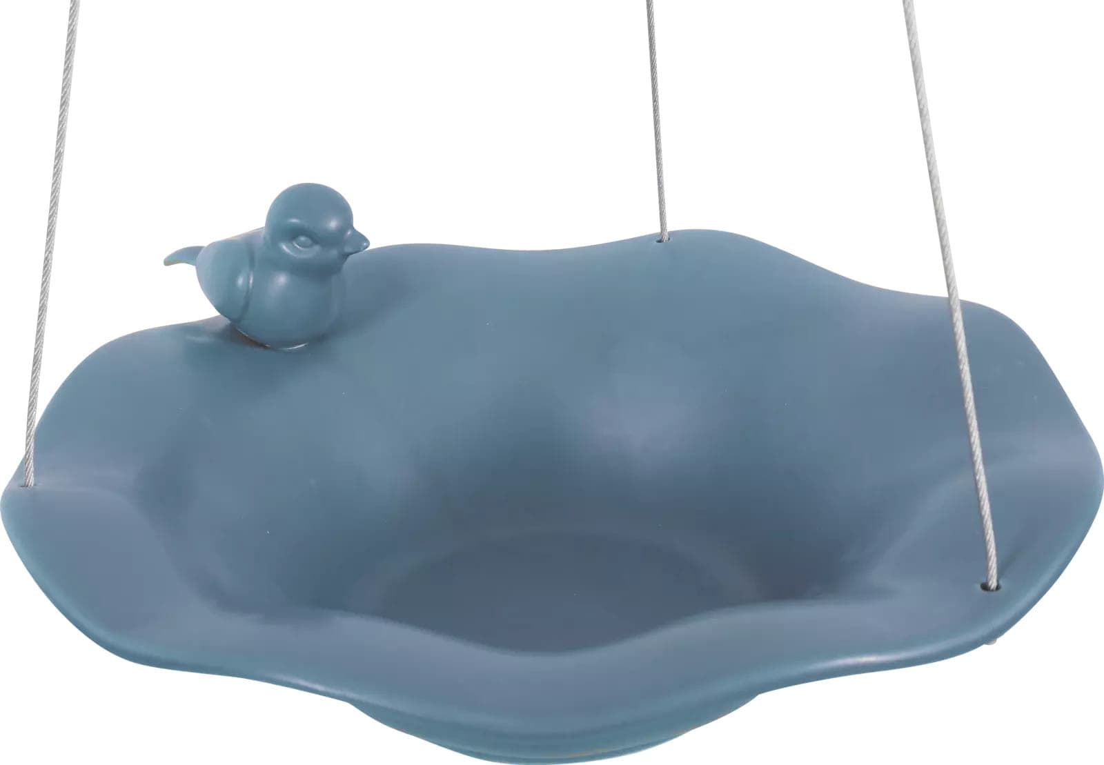 Zolux Keramik-Tränke/Badebecken mit Figur für den Garten für Vögel, Farbe Blaugrau