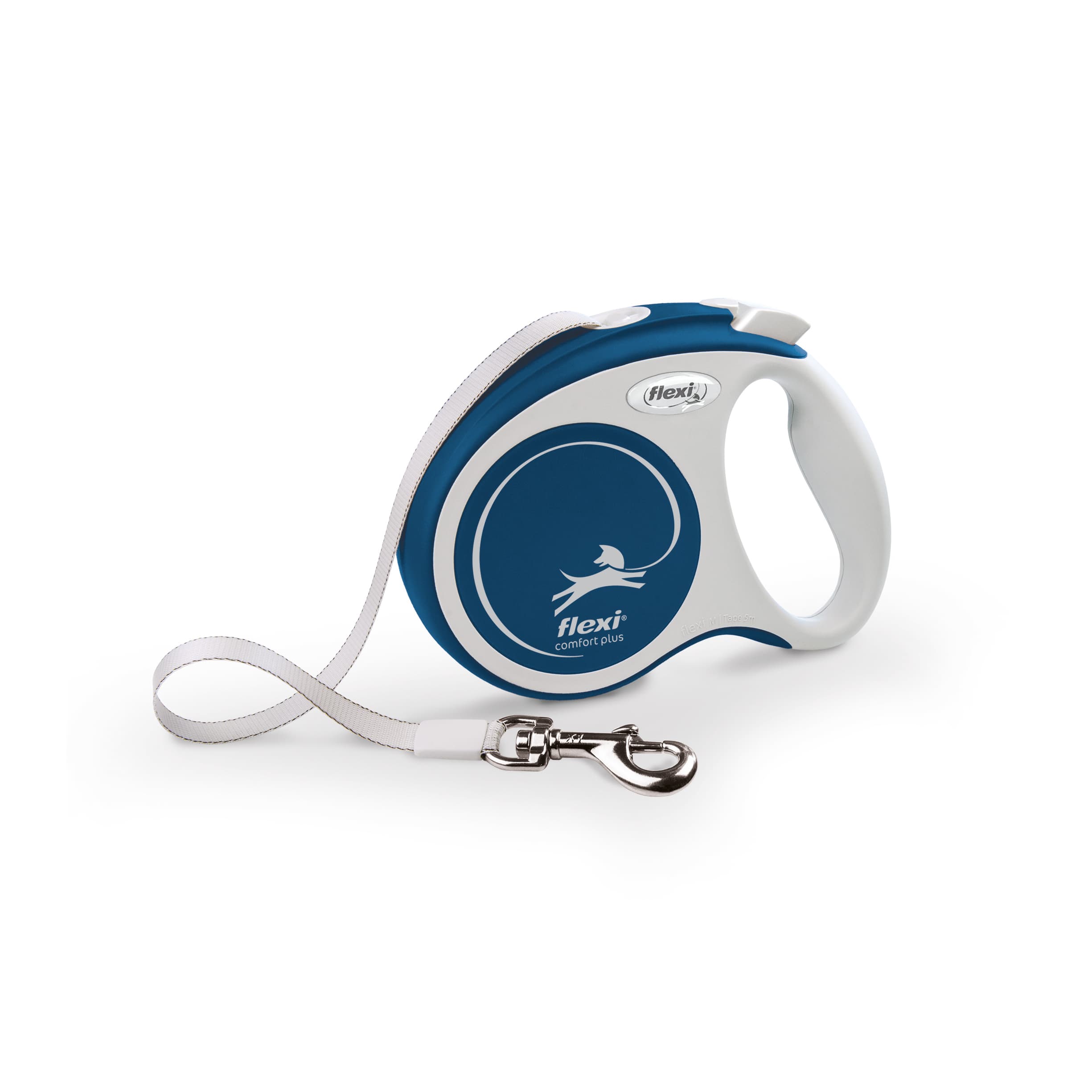 FLEXI COMFORT PLUS Automatikleine für Hunde, Band, S, 5 m, blau