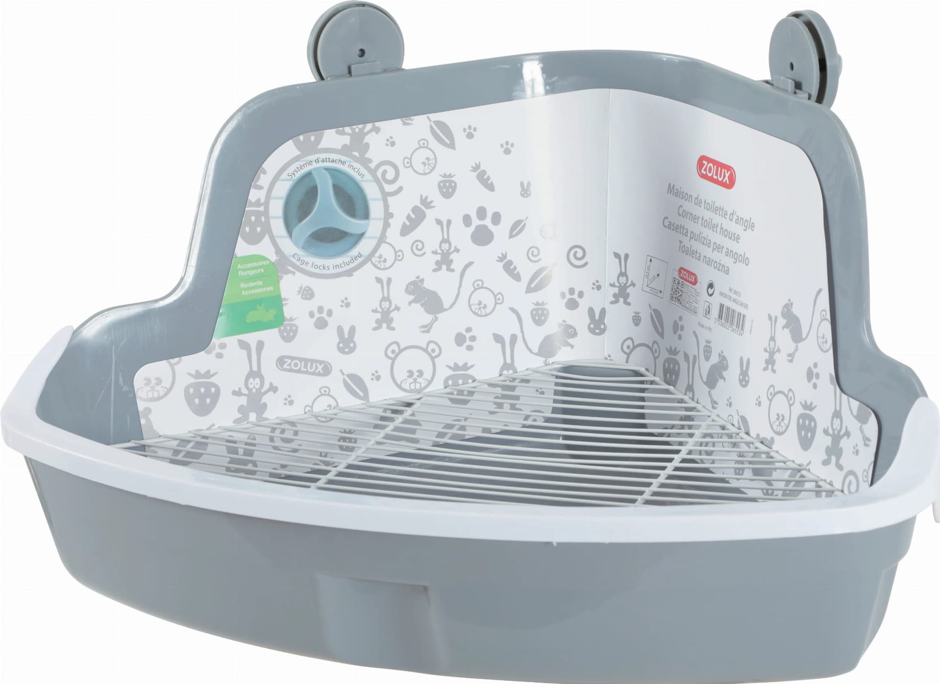ZOLUX Ecktoilette für Nagetiere groß 415x310x205 mm grau