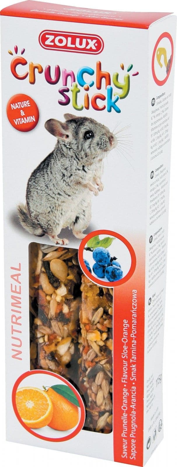 ZOLUX Crunchy Stick für Chinchillas Schlehdorn/Orange 115 g