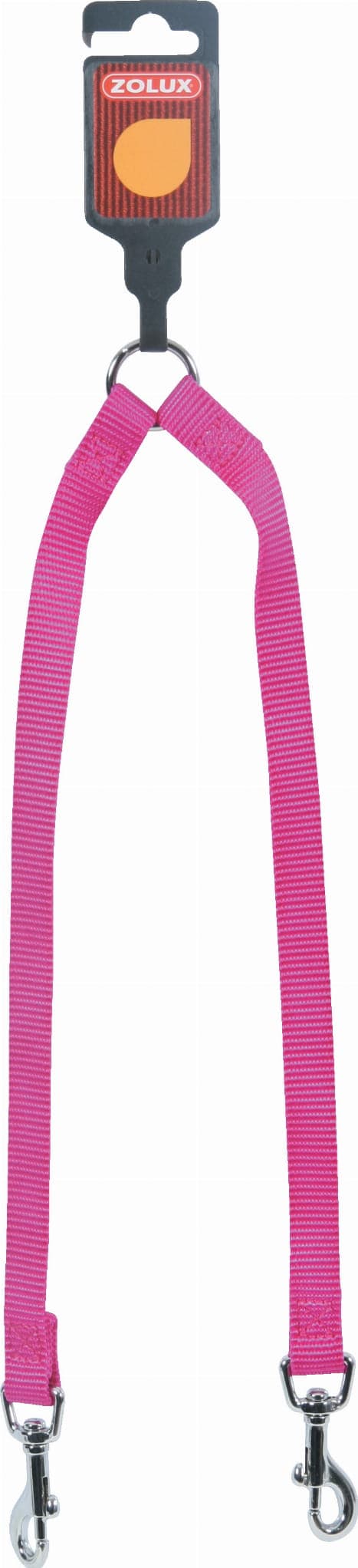 ZOLUX Doppelte Hundeleine aus Nylon 15 mm/40 cm Farbe Fuchsia