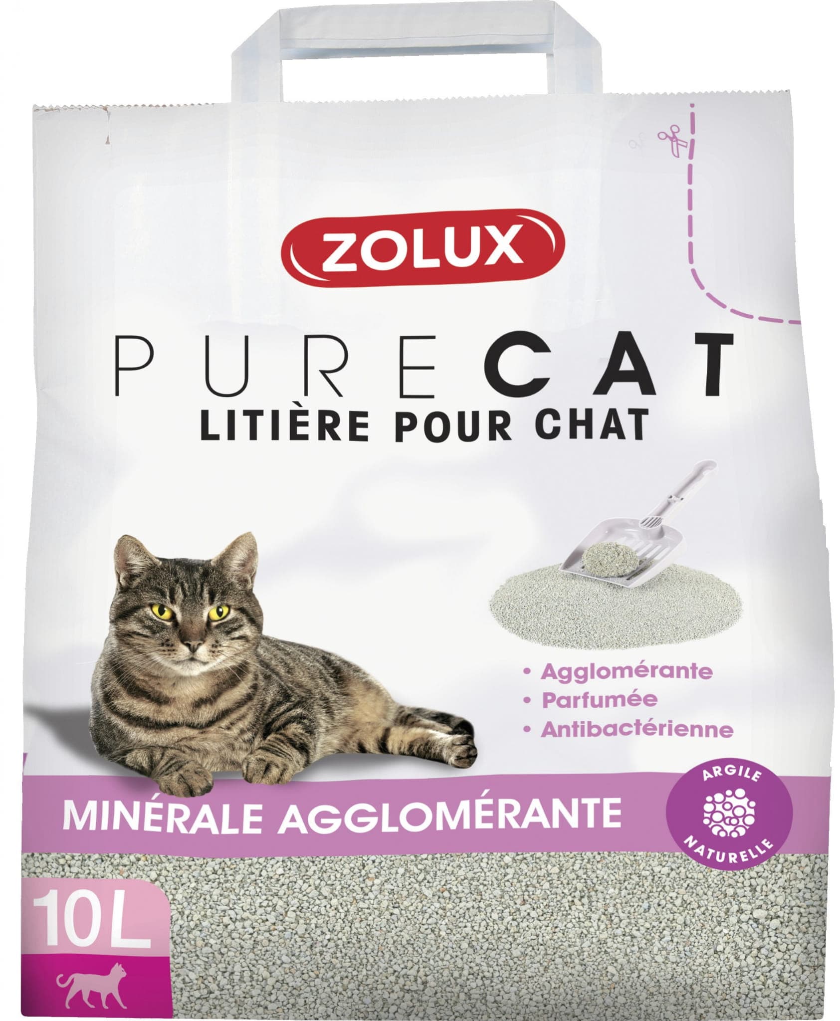 ZOLUX Mineralische, duftende, antibakterielle Katzenstreu PURECAT 10 l