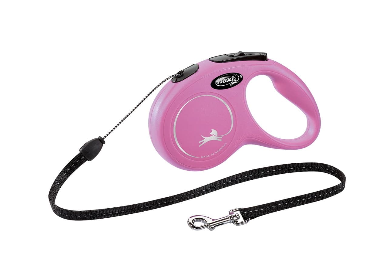 FLEXI Automatikleine für Hunde NEW CLASSIC – Seil S, 5 m, Farbe: Rosa
