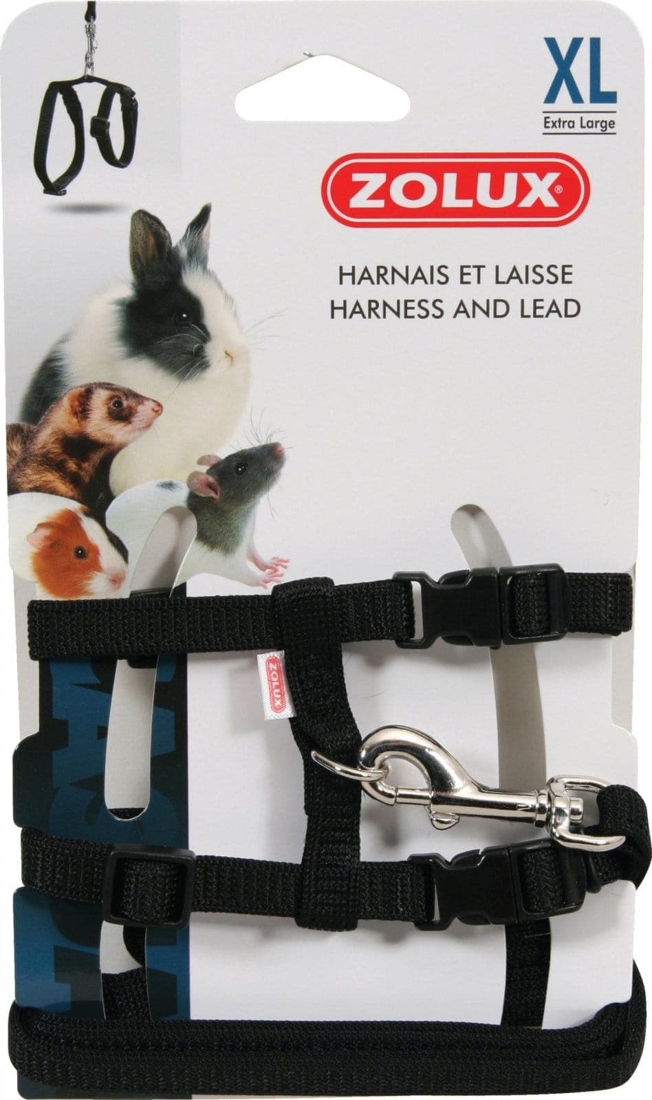 Zolux Geschirr und Leine für Kaninchen XL Farbe Schwarz