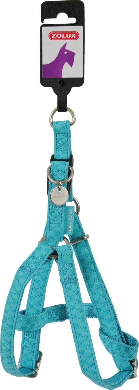 ZOLUX Verstellbares Hundegeschirr Mac Leather S 15 mm türkis