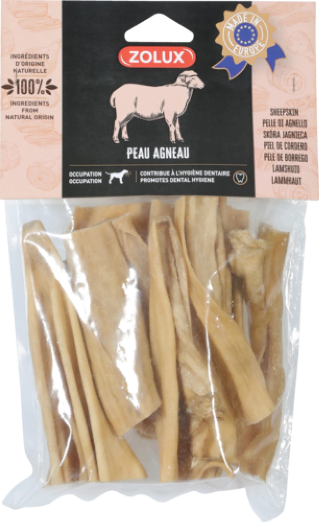 ZOLUX Natürlicher Snack für Hunde – Lammhaut 15 cm, 200 g