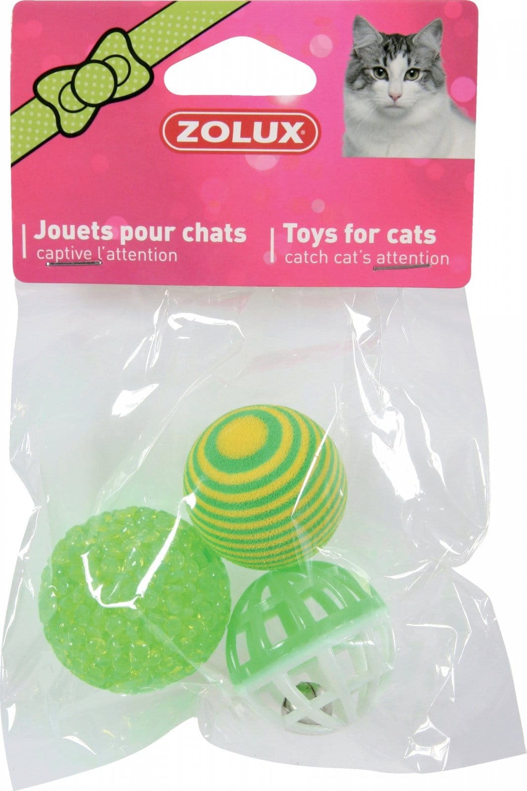 ZOLUX Katzenspielzeug-Set mit 3 verschiedenen Bällen 4 cm