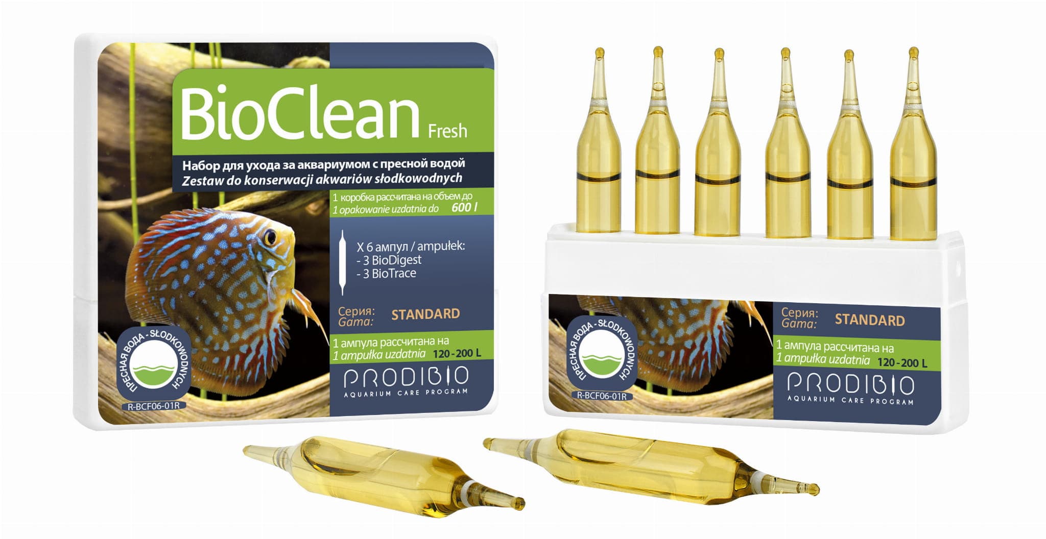 Prodibio BioClean Fresh – 6 Ampullen – Entfernung organischer Abfälle – Süßwasseraquarium