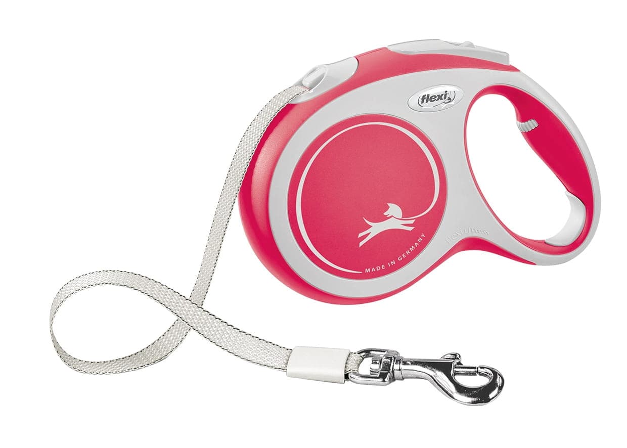 FLEXI Automatikleine für Hunde New Comfort M – Gurt 5 m, Farbe: Rot