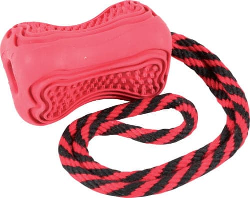 ZOLUX Robustes Hundespielzeug aus Kautschuk mit Seil TITAN Größe S rot