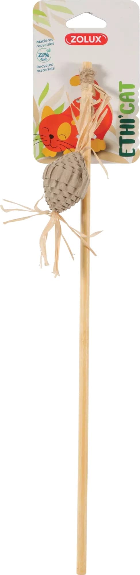 ZOLUX Katzenspielzeug Angel mit Ball aus Pappe, Maisblätter ETHICAT 40 cm