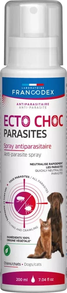FRANCODEX Spray gegen Parasiten für Hunde und Katzen ECTO CHOC PARASITES DUO 200 ml