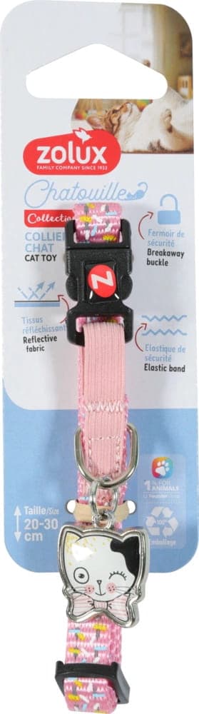 ZOLUX CHATOUILLE Katzenhalsband mit Katzen-Anhänger, rosa