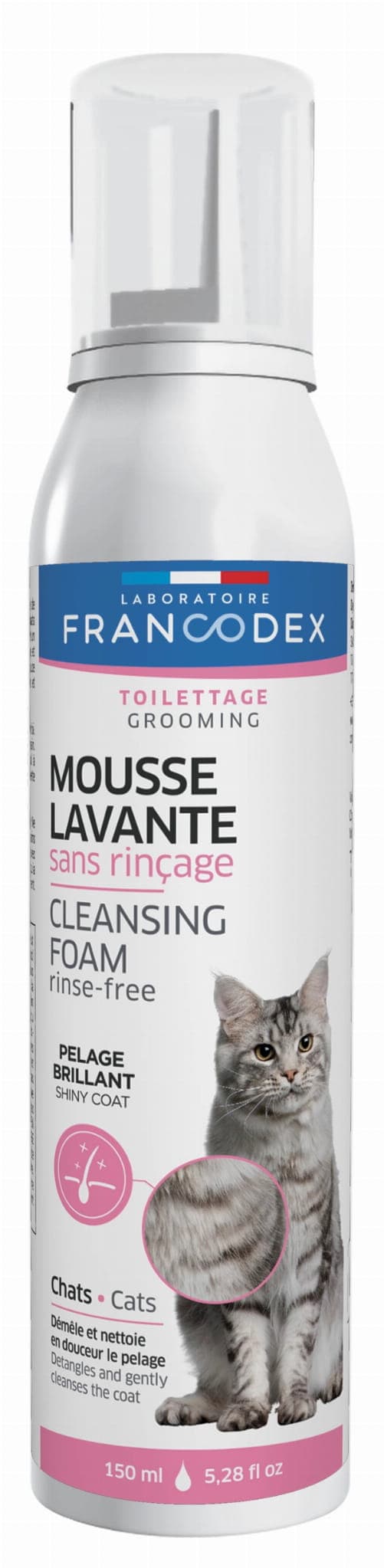 FRANCODEX Reinigungsschaum für Katzen – ohne Ausspülen, 150 ml