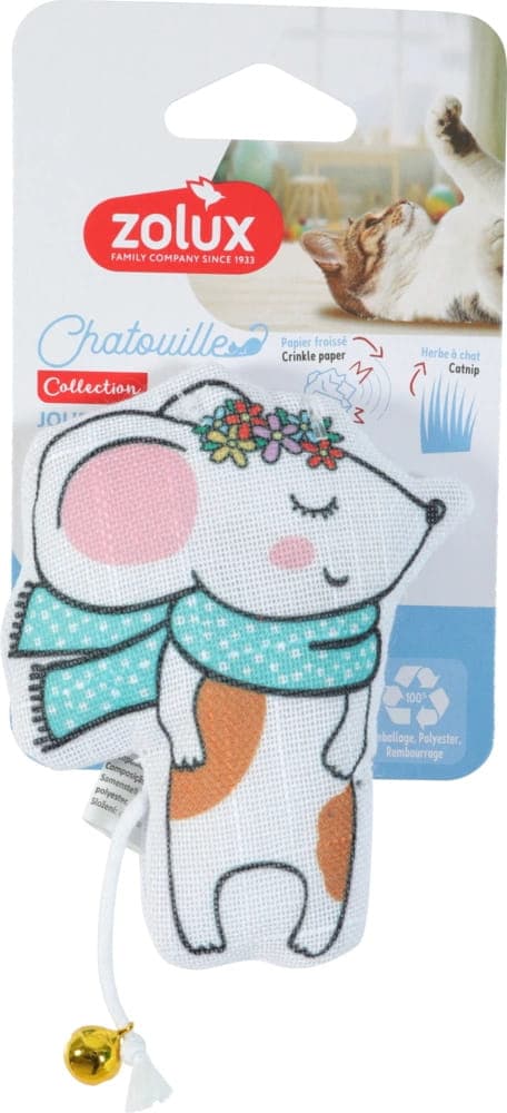 ZOLUX CHATOUILLE Katzenspielzeug, Maus mit Glöckchen und Katzenminze, 11 cm