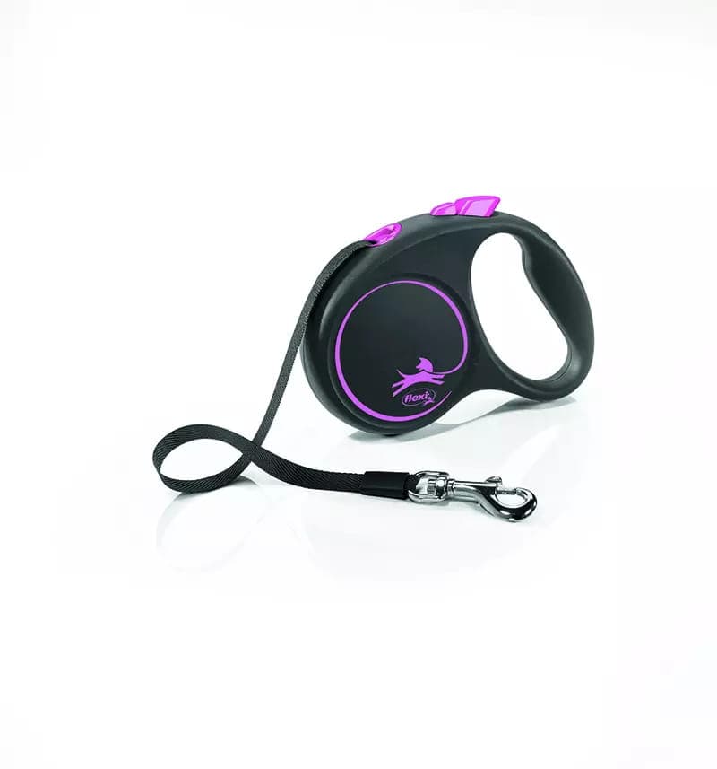 Flexi Automatische Hundeleine Black Design S Gurt 5 m – Farbe: Rosa