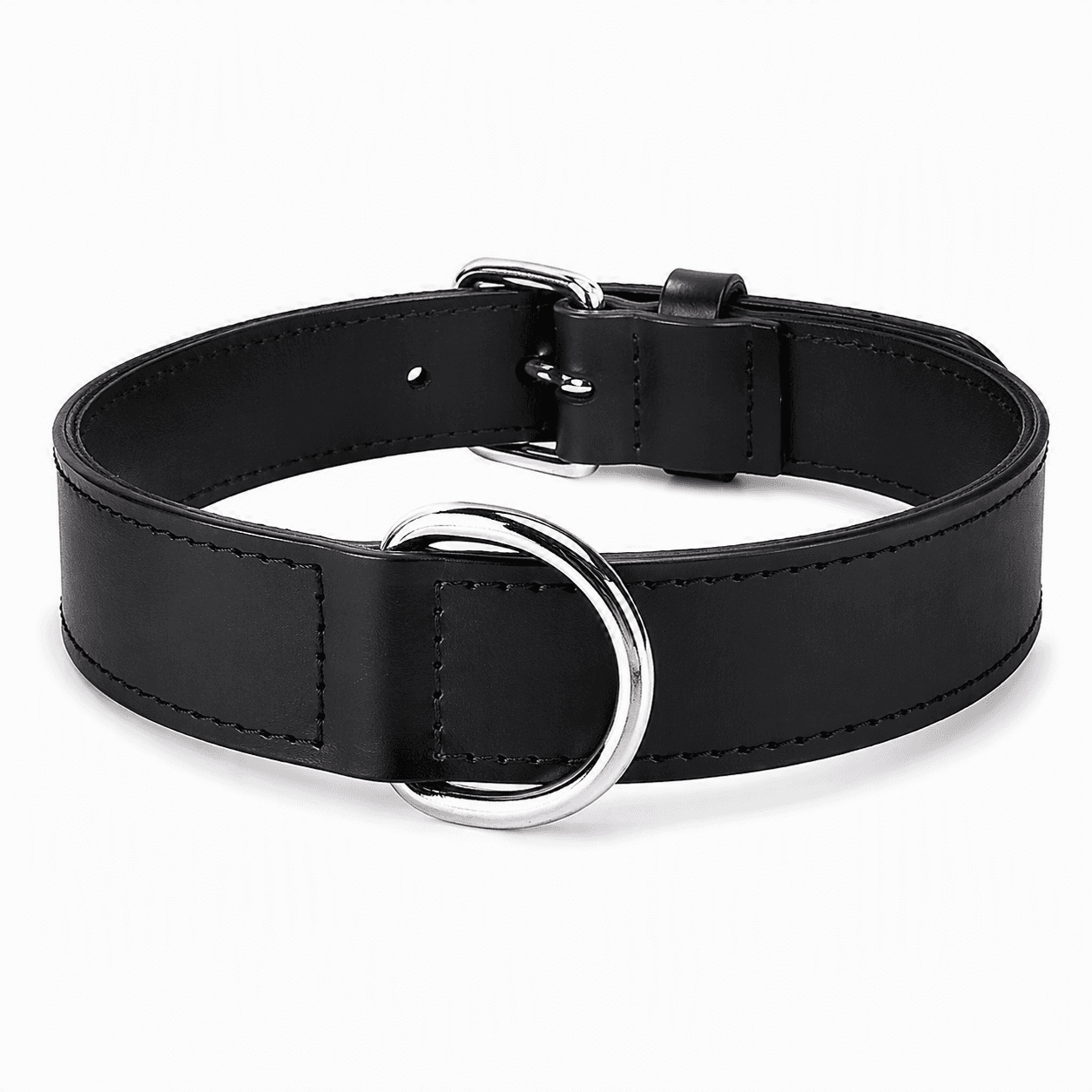 ZOLUX Verstärktes Hundehalsband aus Doppel-Leder, 45 cm, schwarz