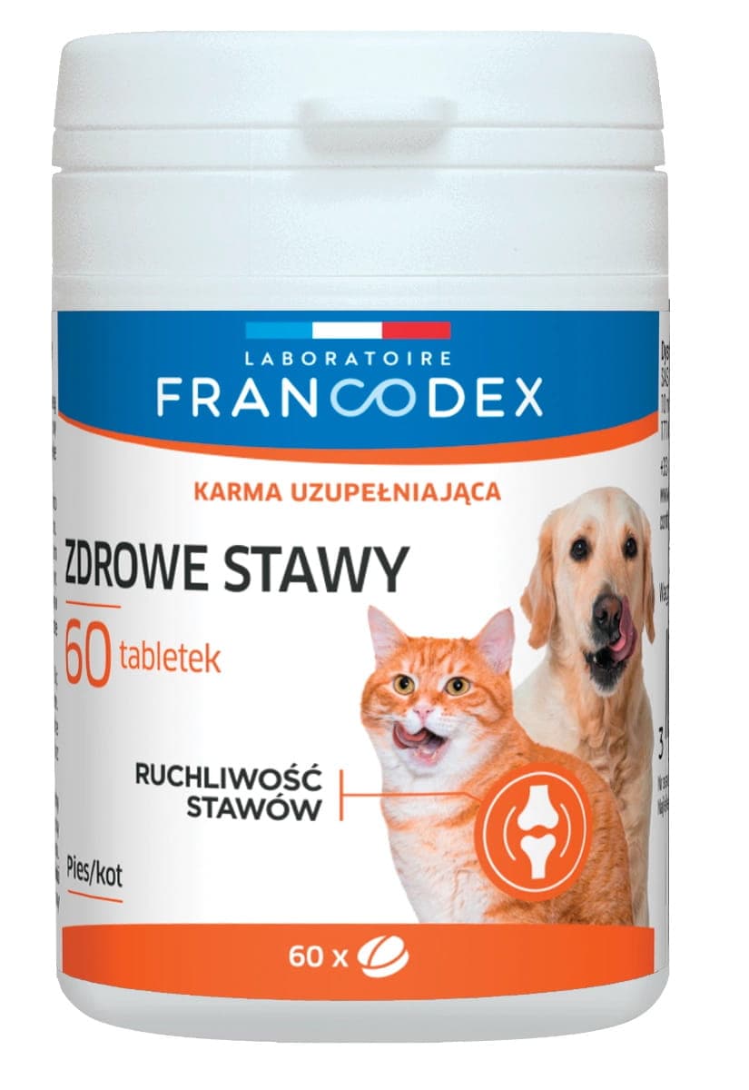 FRANCODEX Ergänzungsfuttermittel für Hunde und Katzen für gesunde Gelenke – 60 Tabletten.