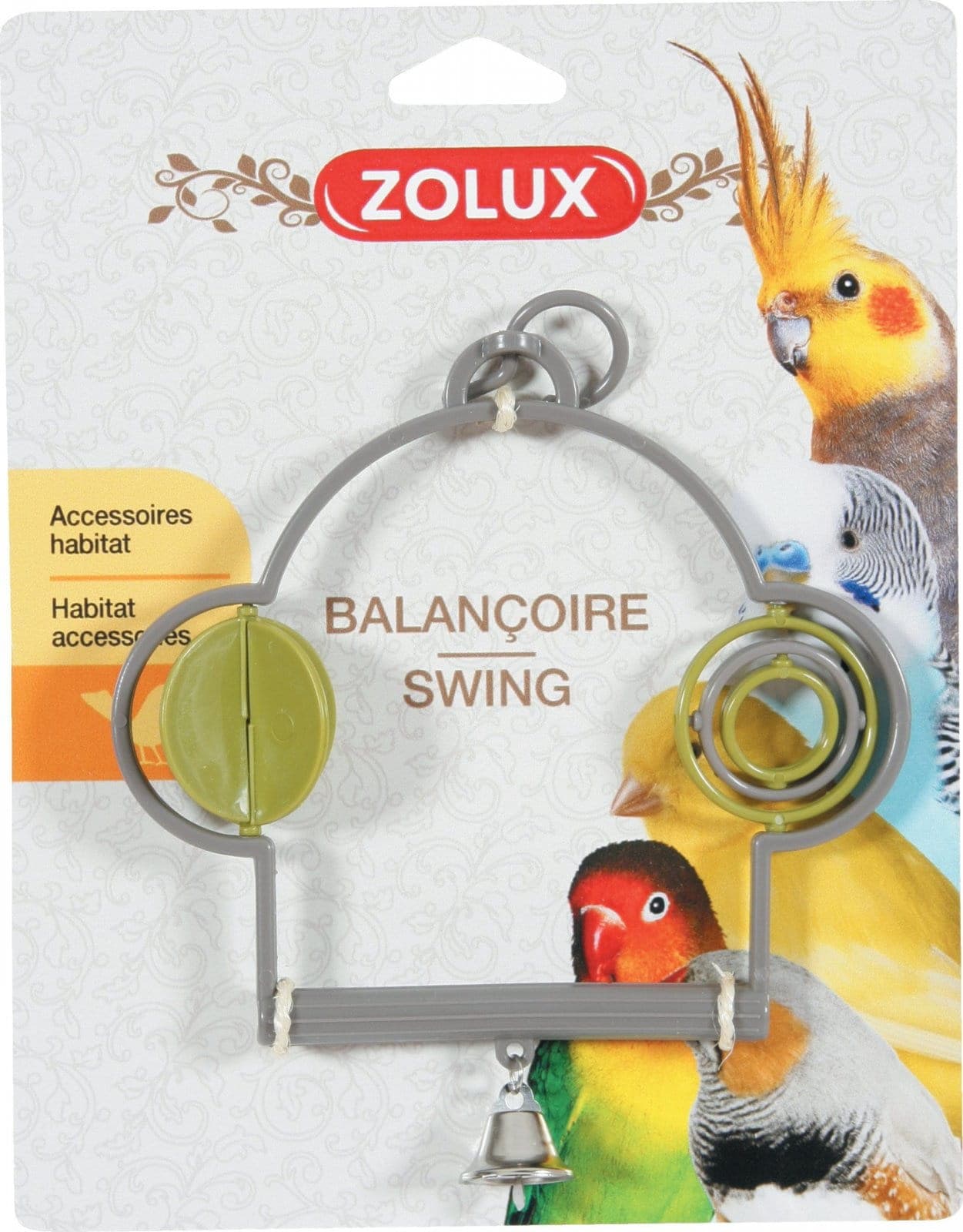 ZOLUX Vogelschaukel aus Kunststoff mit Spielzeugen und Glocke